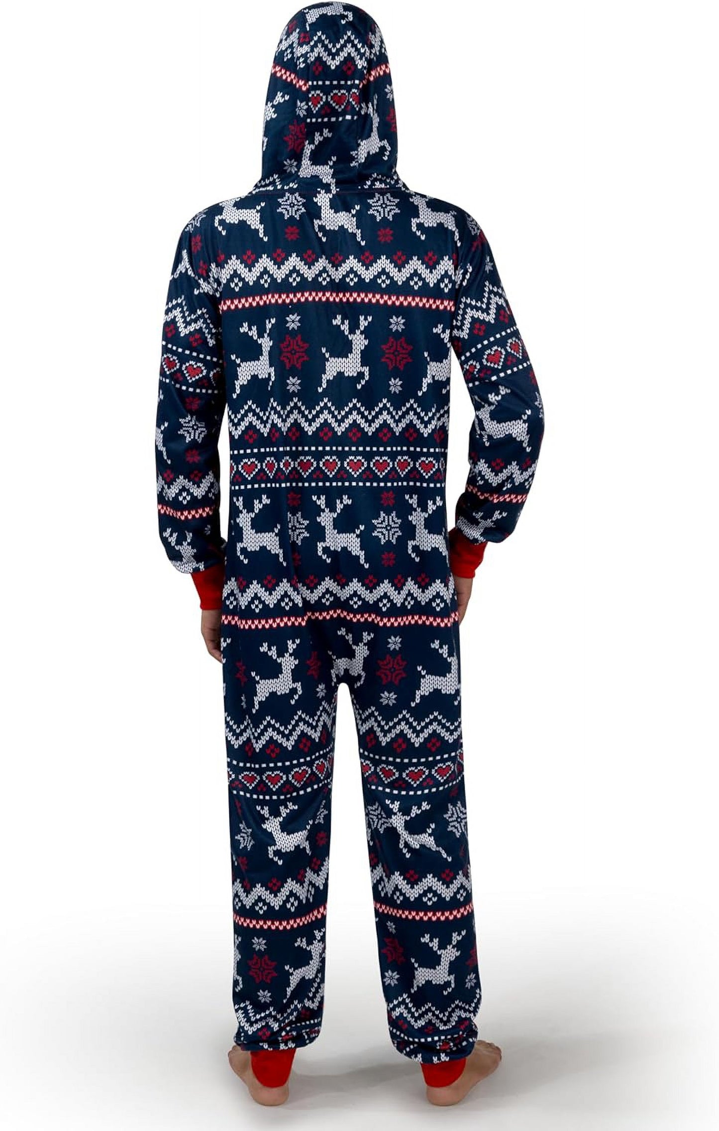 SYNCFUN Women's Christmas One-Piece Pajamas, Adult Fleece Plaid Hooded Full Zip One-Piece Pajamas Women, Women's Holiday Pajamas