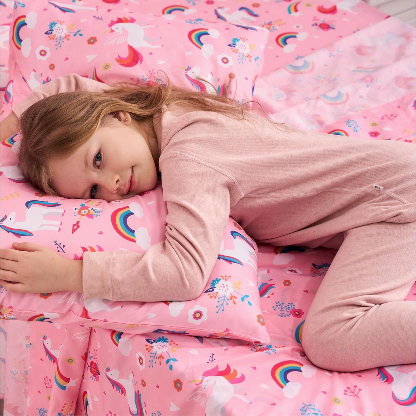 SYNCFUN 3 PCS Unicorn Kids Twin Sheet Set, Cozy Toddler Bedding Set - Soft Microfiber Bed Sheets - Fade Resistant Breathable for Boys Girls Teens