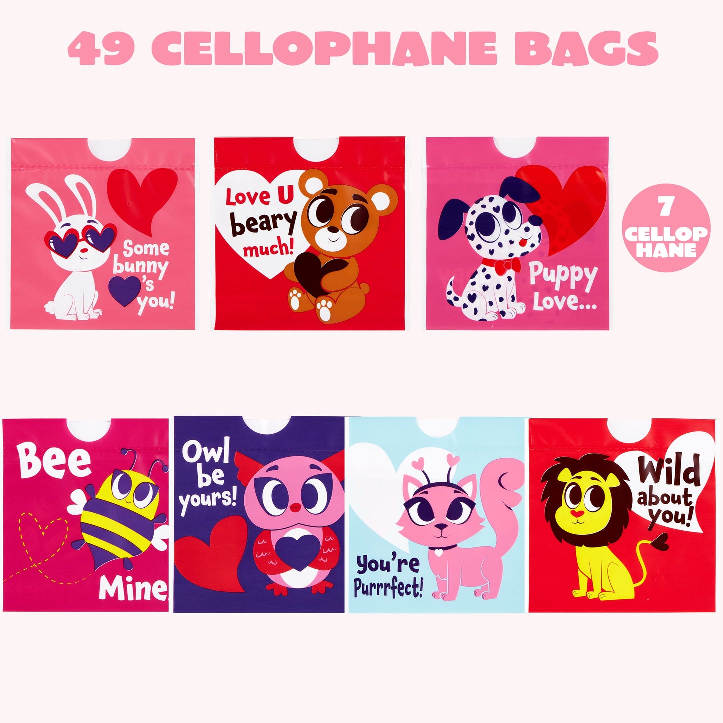 49 Pcs Valentines Day Bags with Drawstring for Kids,Valentines Gift Bags Candy Goody Bags for Kids Valentines Day Party Favor