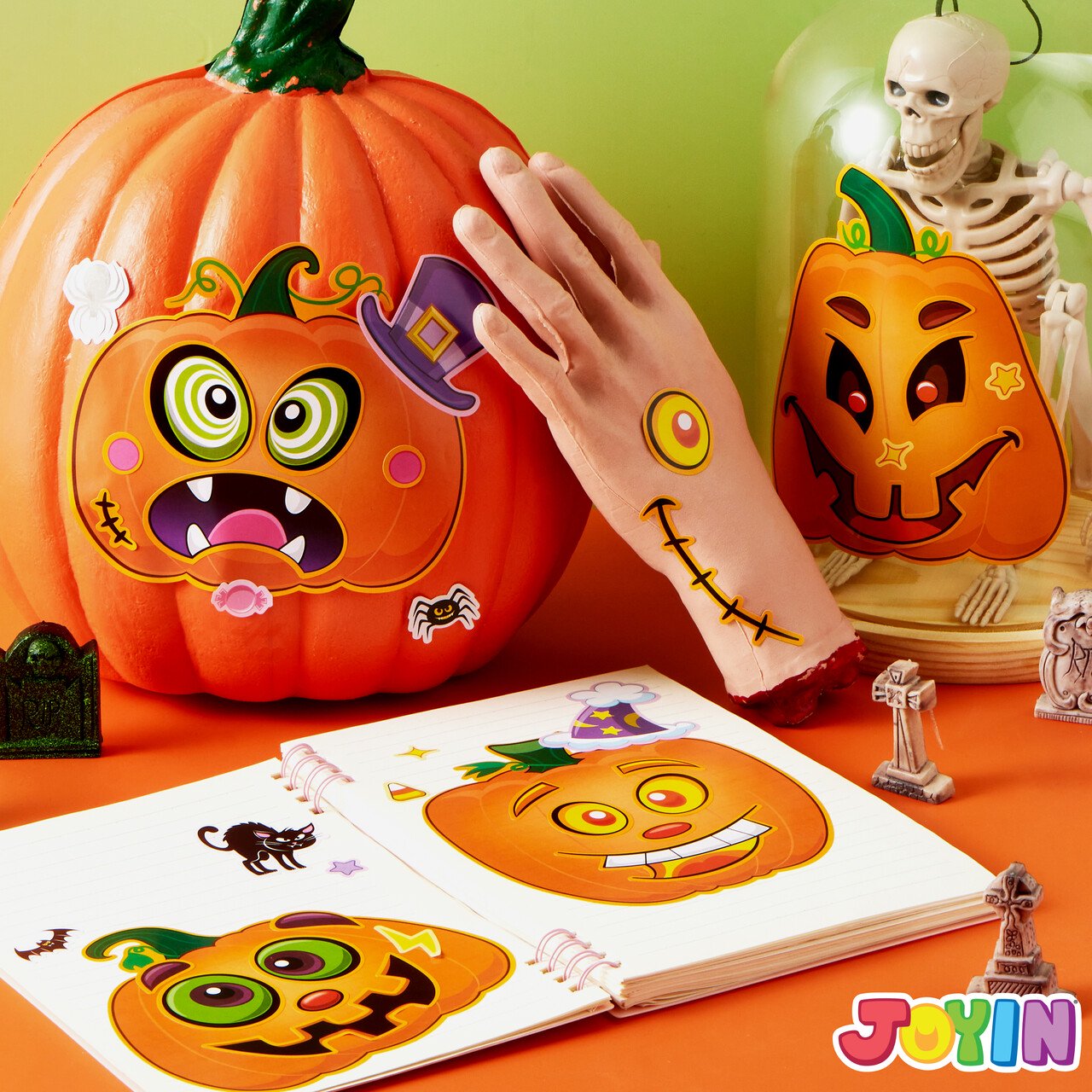 Joyfy 48 Pcs Halloween Pumpkin Stickers for Kids,Pumpkin Decorations Stickers Fall Stickers Party Favors for Kids,Halloween Craft
