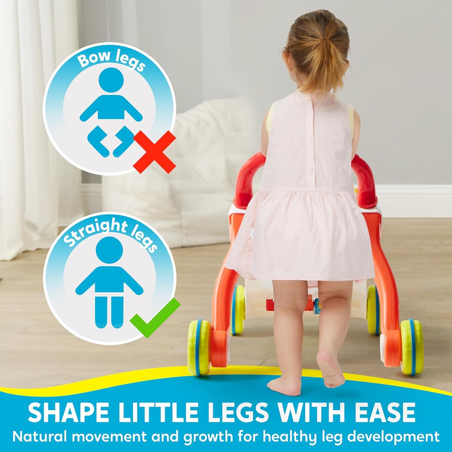 Joyfy 2 in 1 Baby Learning Walker, Baby Stand Learning Toys 6-12 Months, Educational Toys for 1 Year Old, Push Walker Gift with Wheels for Infant Boys Girls