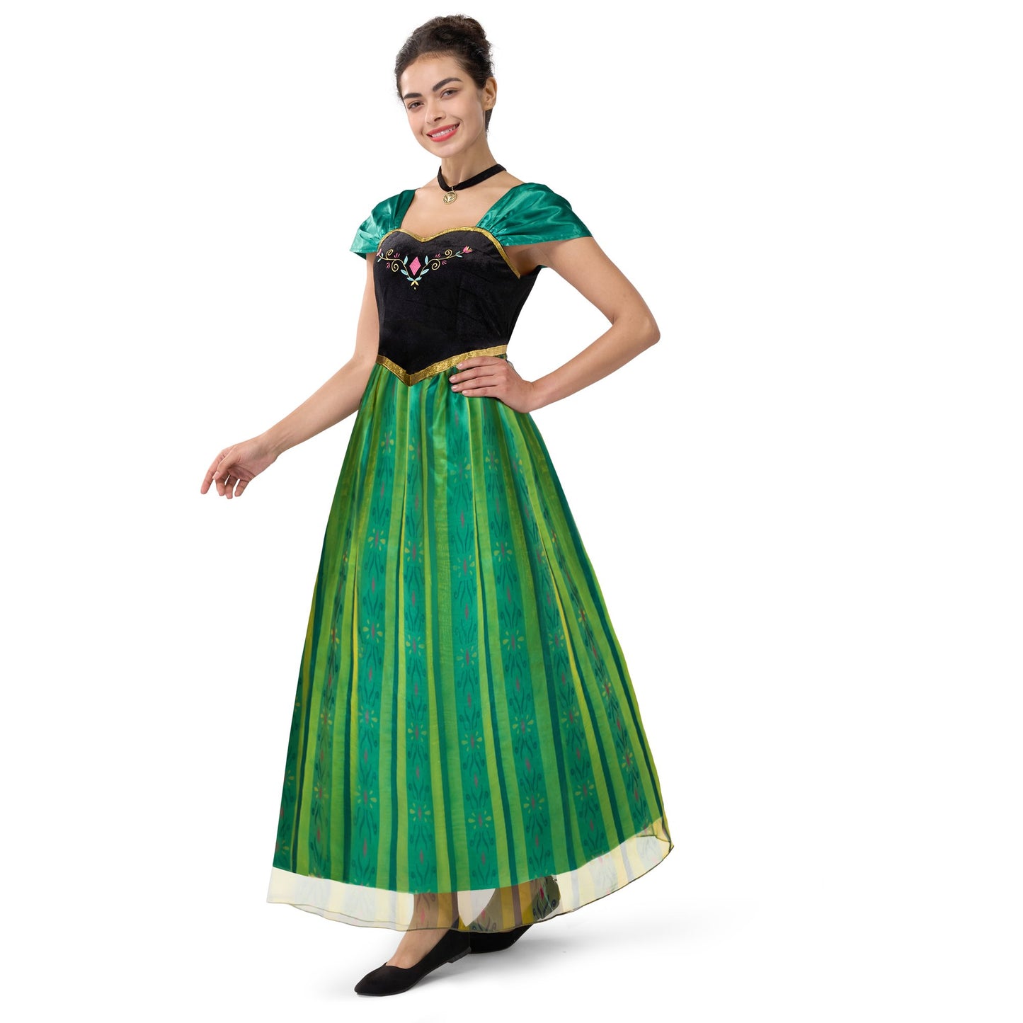 Syncfun Women Princess Costume, Green Dress Fairy with Necklace for Halloween Costume Party Dress Up Role Play M-XXL