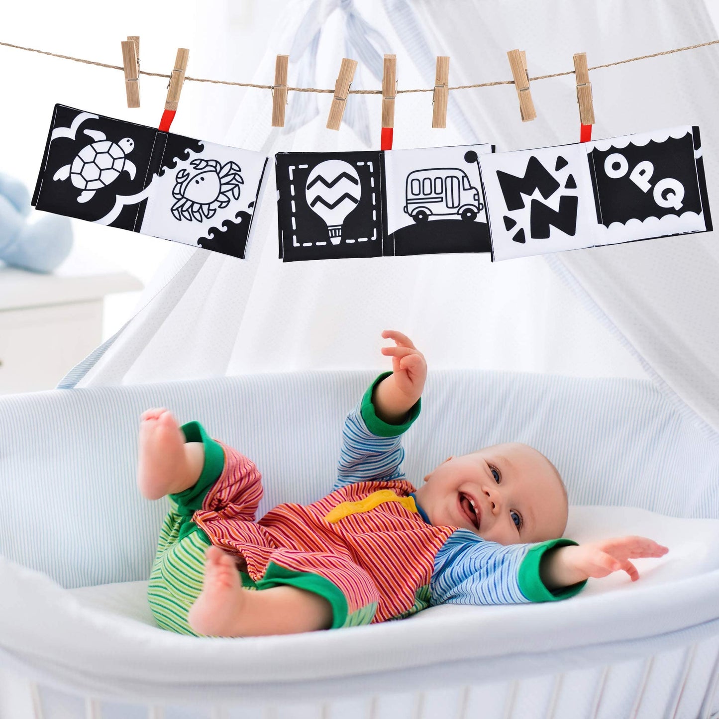 SYNCFUN 8 Pcs Baby Bath Toys, Nontoxic Fabric Waterproof Newborn Toys, Infant Early Education First Toys for Toddlers Kids Birthday Gifts