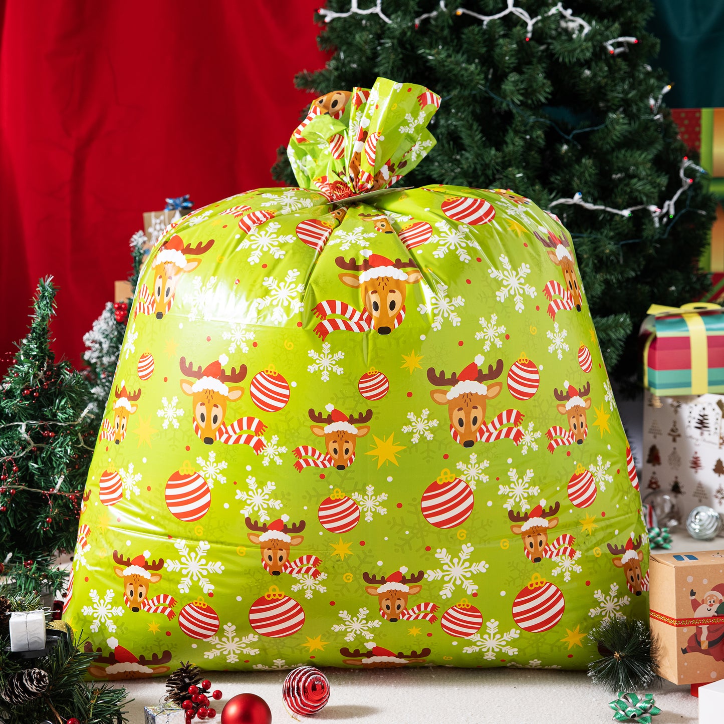 Joyfy 8 Pcs Large Christmas Gift Bags Xmas Presents 44”x 36” Jumbo Christmas Gift Bags Wrapping Giant Gift Bags for Huge Gifts Big Gift Sack Set