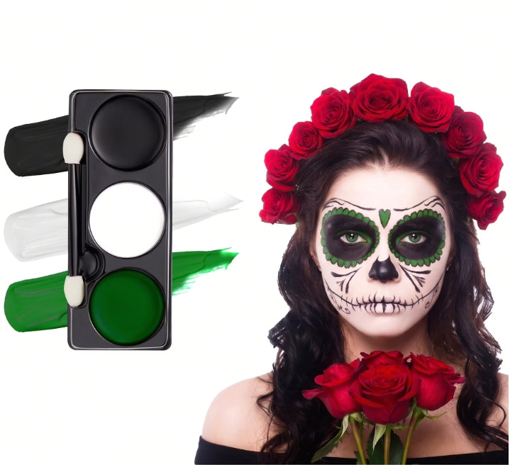 Joyfy 7 oz Halloween Makeup Palette,Halloween Face Painting Kit SFX Makeup with Double-headed Brush for Zombie Vampire Cosplay for Adult