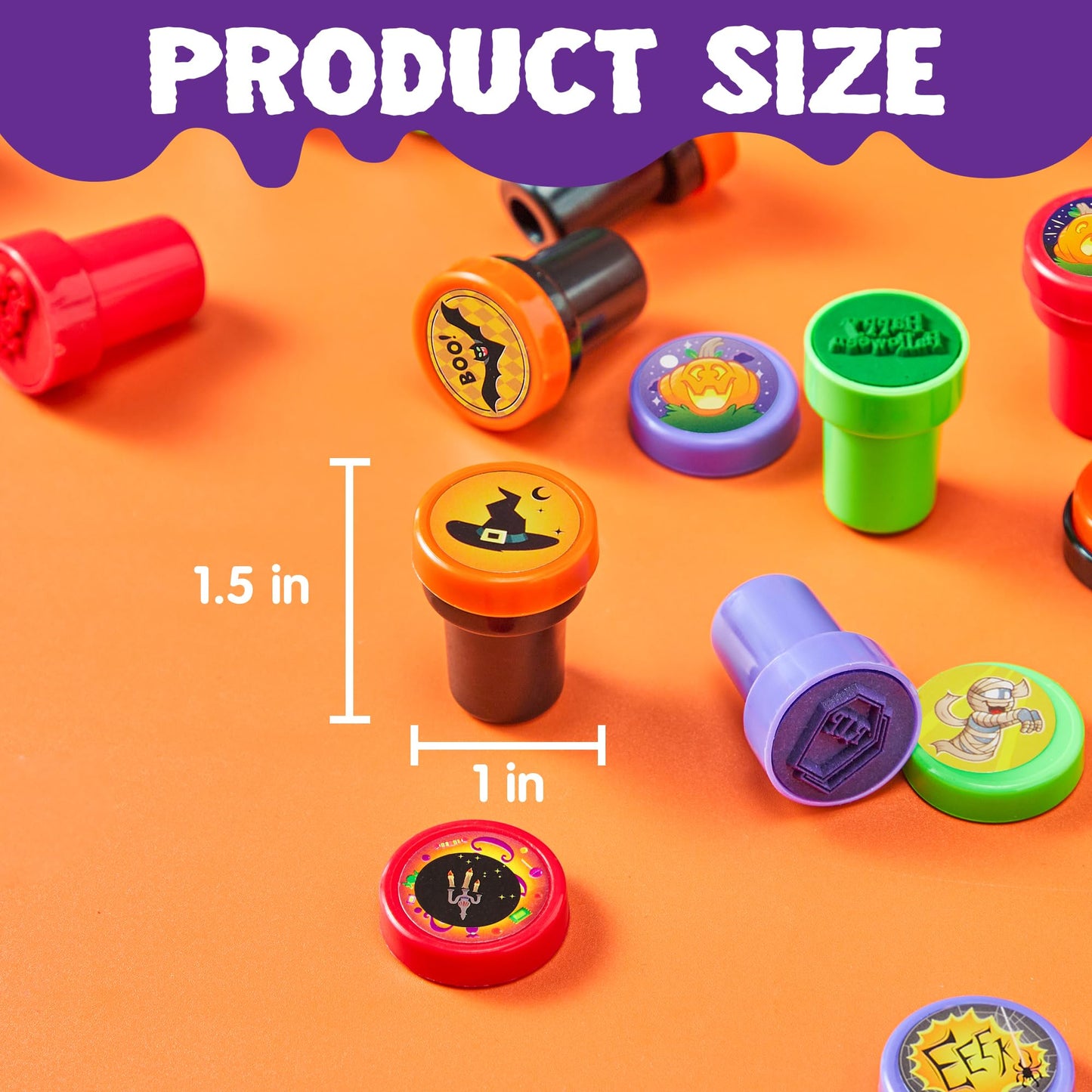 JOYIN 50 Pieces Halloween Assorted Stamps Kids Self Ink Stamps,25 Designs Plastic Stamps,Trick Or Treat Stamps,Spooky Stamps for Halloween Party Gifts,Game Prizes,Halloween Goodies Bags