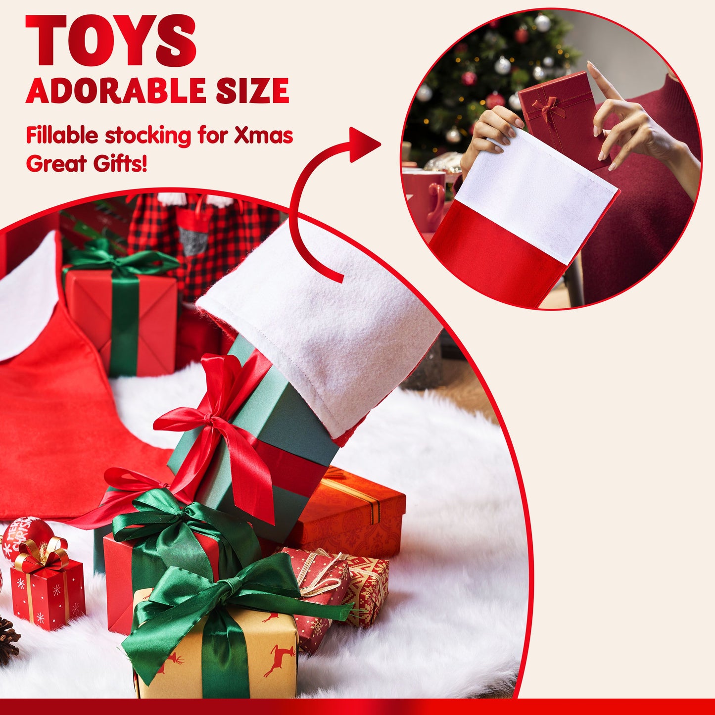Joyfy 2 Pcs 38" Jumbo Felt Christmas Stockings, Giant Christmas Stocking Large Christmas Stocking for Family Holiday Season Decorations