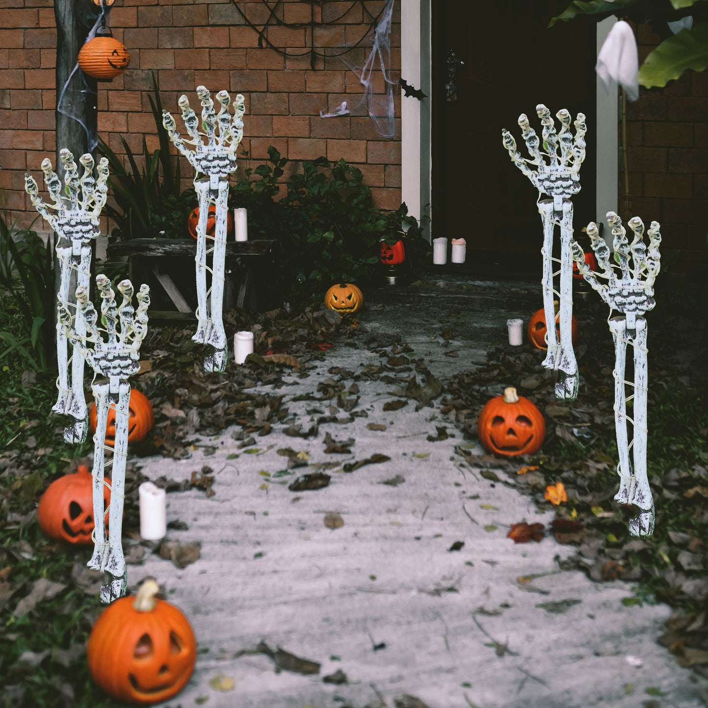 Syncfun 5 Pack Halloween Decorations Lighted Skeleton Arm Stakes,10 FT 150 LED Waterproof Skeleton LED Hands with 8 Lighting Modes,Scary Halloween Party Props Outdoor Yard Decor