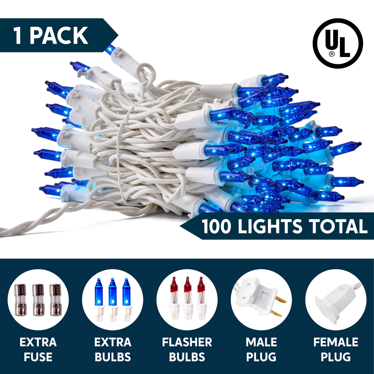 Joyfy Blue Christmas Lights,21.4ft 100 Count Blue Christmas String Lights,Connectable Green Wire Xmas Tree Lights for Indoor Outdoor Christmas Decorations Holiday Party Decor