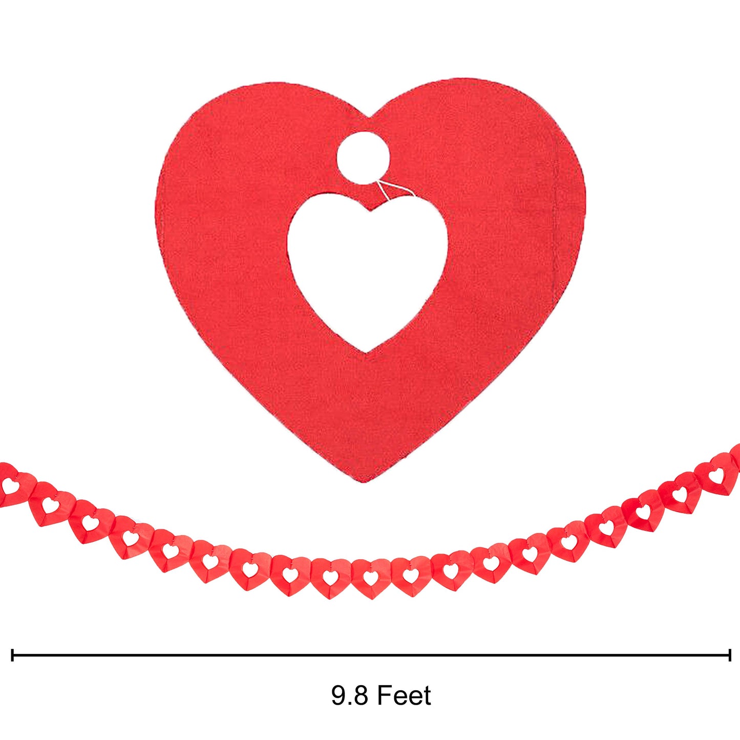 27 Pieces Valentines Day Decoration Kit with 1 Heart Shaped Garland, 2 Tissue Fans, 2 Tissue Poms, 6 Heart String, 8 Double Swirls and 4 Foil Cutouts Swirls and 4 Cardstock Cutouts Swirls