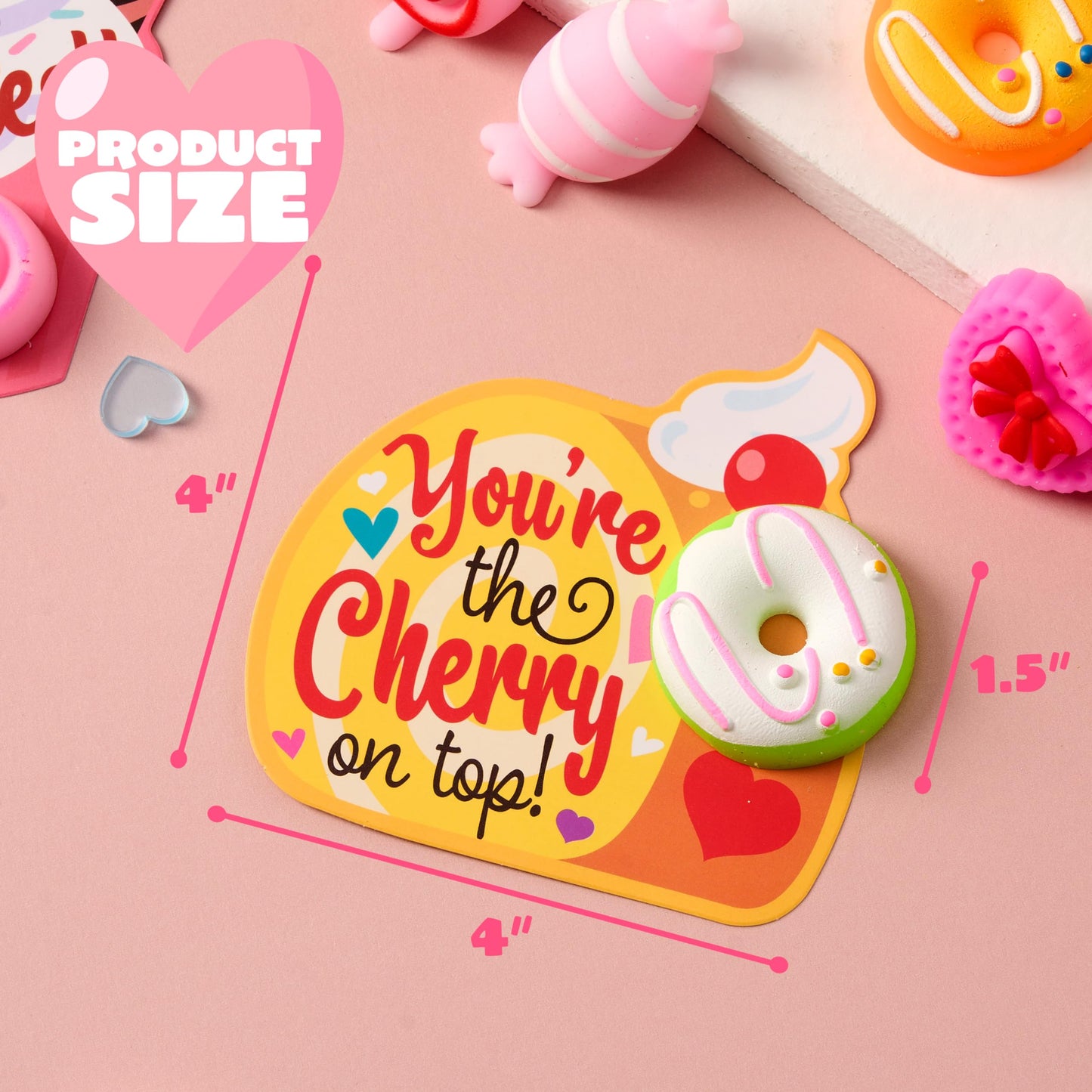 28 Packs Valentine’s Day Gift Cards with Candy Mochi Squishy Toys, Stress Relief Fidget Toys, Cute Squeeze Toys for Kids Valentine's Party Favors, Classroom Gift Exchange and School Reward