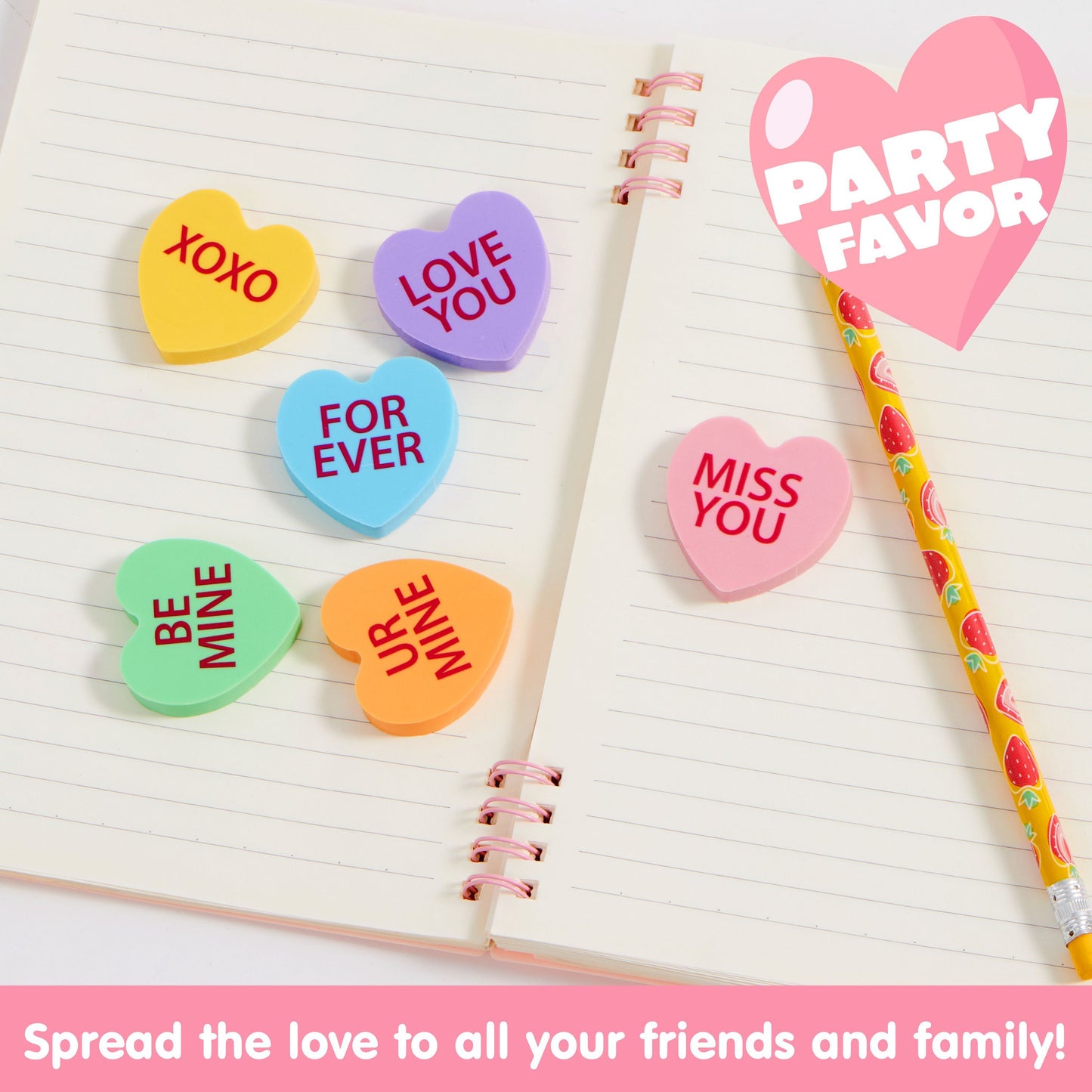 60 Packs Valentine Heart Erasers for Kids, Candy Colors Novelty Pencil Eraser, Valentine Day Gifts Set, Valentine's Classroom Exchange Eraser, Kids Classroom School Prize
