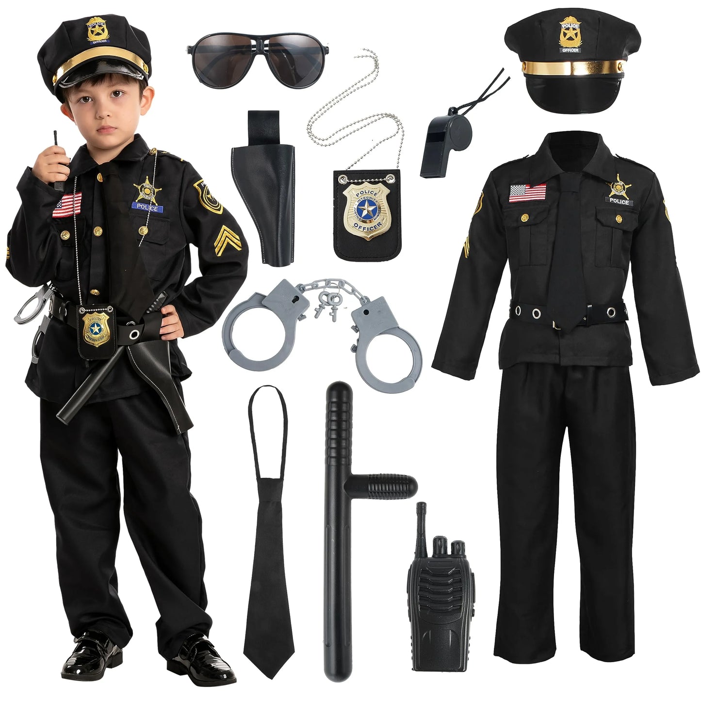 Syncfun Police Costume for Kids, Cop Costume Outfit Set for Halloween Role-playing