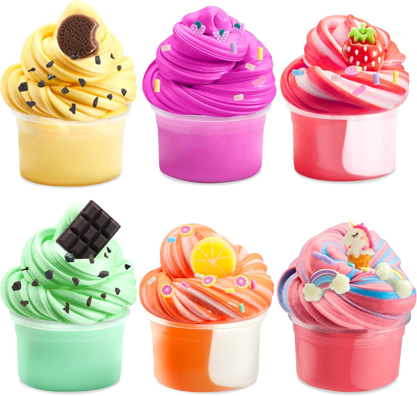 6 Pack Butter Slime Kit Party Favors for Girls & Boys Super Soft Non-Sticky Cloud Slime Pack DIY Stress Relief Toys for Kids, Classroom Prize, Gifts for Birthday Christmas