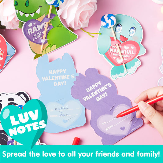 36 Pcs Valentines Day Gifts Cards with Animal Designs,Valentine’s Greeting Cards Candy Holder Cards for Kids, Valentine Classroom Exchange Cards Party Favors (Animal 2)