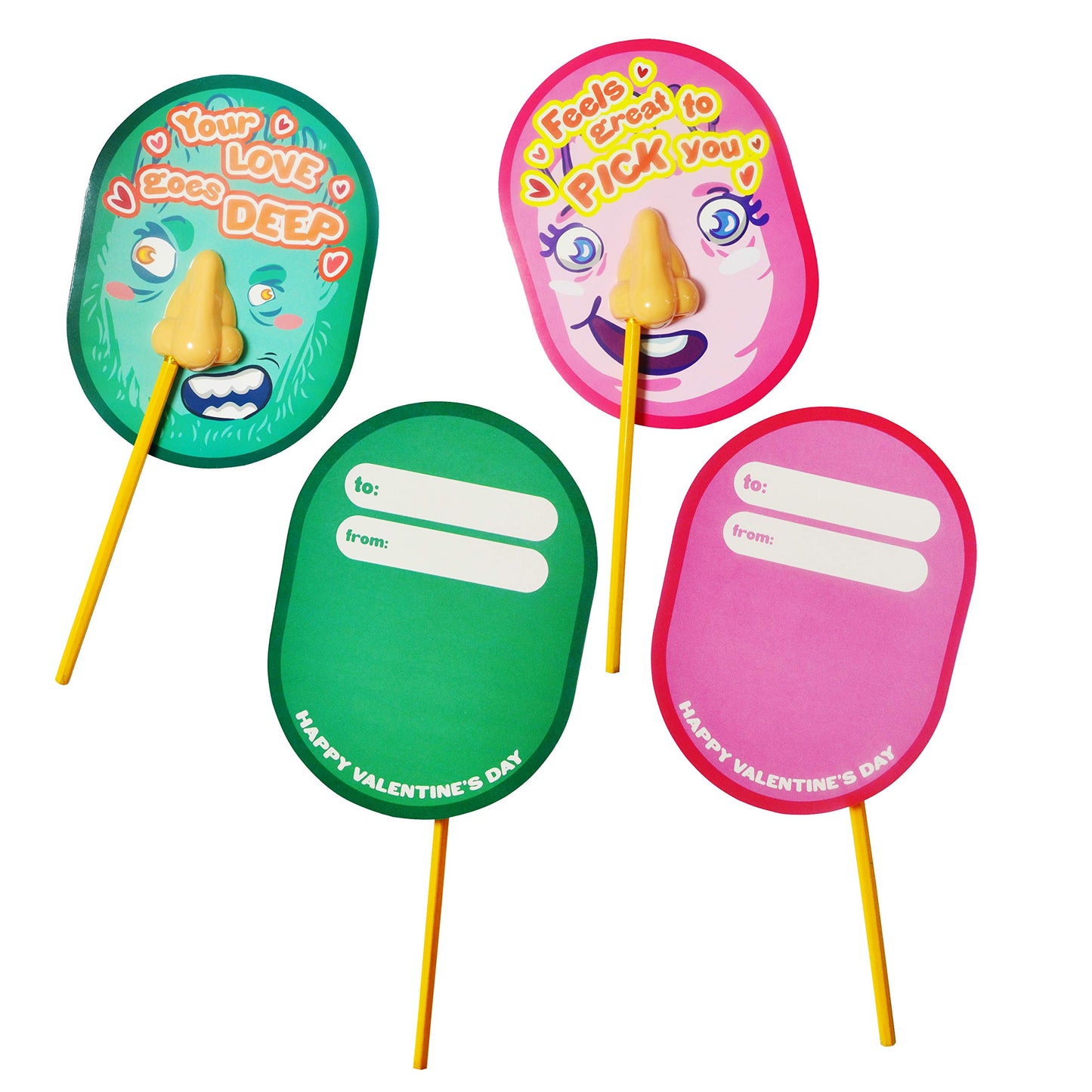 28 pcs I Pick Your Nose Pencil & Pencil Sharpener with Valentines Card for Kids Party Favor, Classroom Exchange Prizes, Valentine’s Greeting Cards
