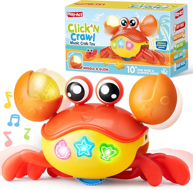 Joyfy Play-Act Infant Baby Toys Musical Crab, Crawling Tummy Time Toys 18M+
