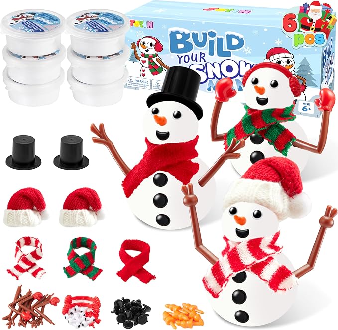 Joyfy Christmas 6 Packs Build a Snowman Craft Kit, Modeling Clay DIY Make a Snowman Kit