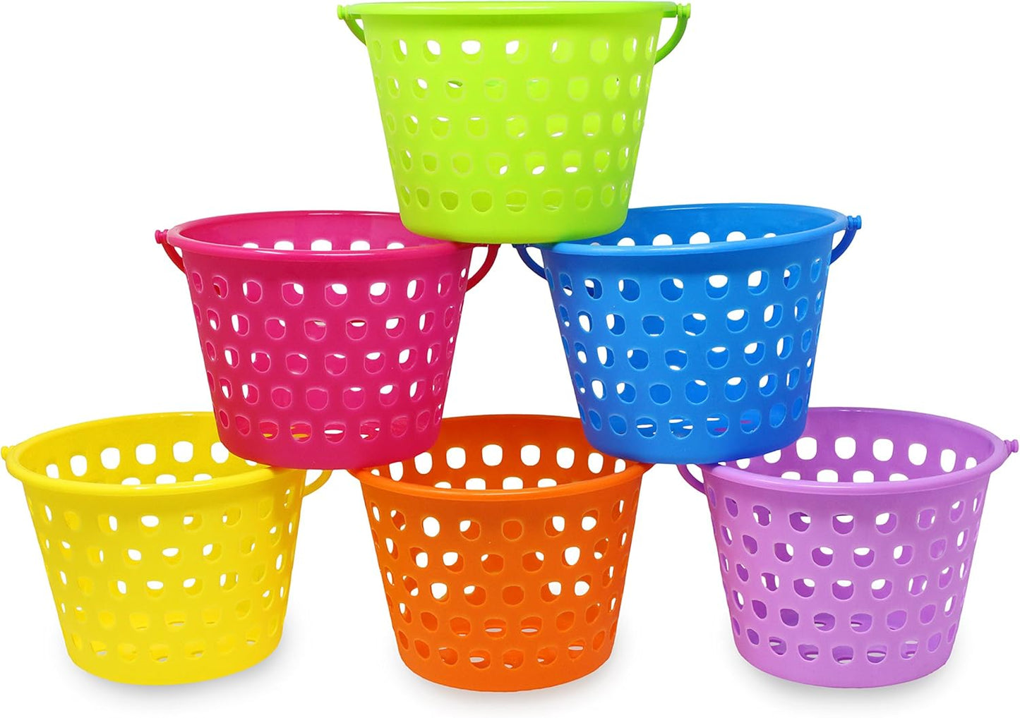 Joyfy 6 pcs 8" Easter Egg Baskets for Kids with Handle and 55g Tricolors Easter Grass for Party Favors Basket Fillers Stuffers, Easter Eggs Hunt