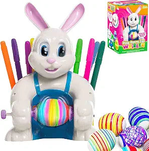 Joyfy  Motorized Easter Egg Decorator Kit, Easter Busy Bunny Egg Spinner Whirler Decorating Machine with 10 Non-Toxic Markers for Kids Craft Activities