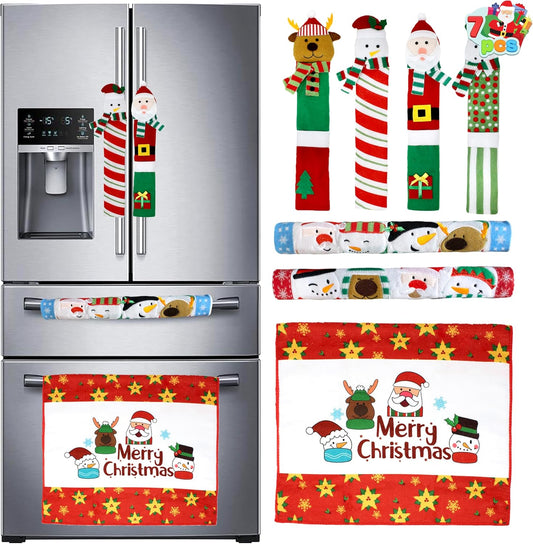 7 Pieces Christmas Kitchen Appliance Handle Covers for Kitchen Refrigerator Microwave Oven Dishwasher Decoration, Xmas Indoor Décor, Party Favor Supplies