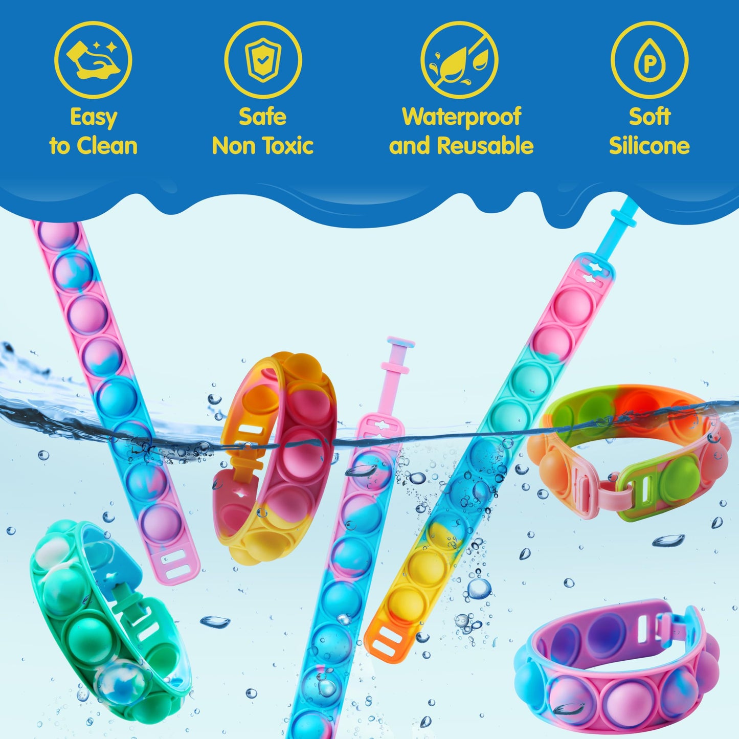 Pop Fidget Toys pops Bulk 25 Pack Party Favors for Kids 4-8,8-12 Year, Fidget Bracelets Sensory Toys for Classroom Birthday Carnival Prizes Gifts Goodie Bags Stuffers for Kids