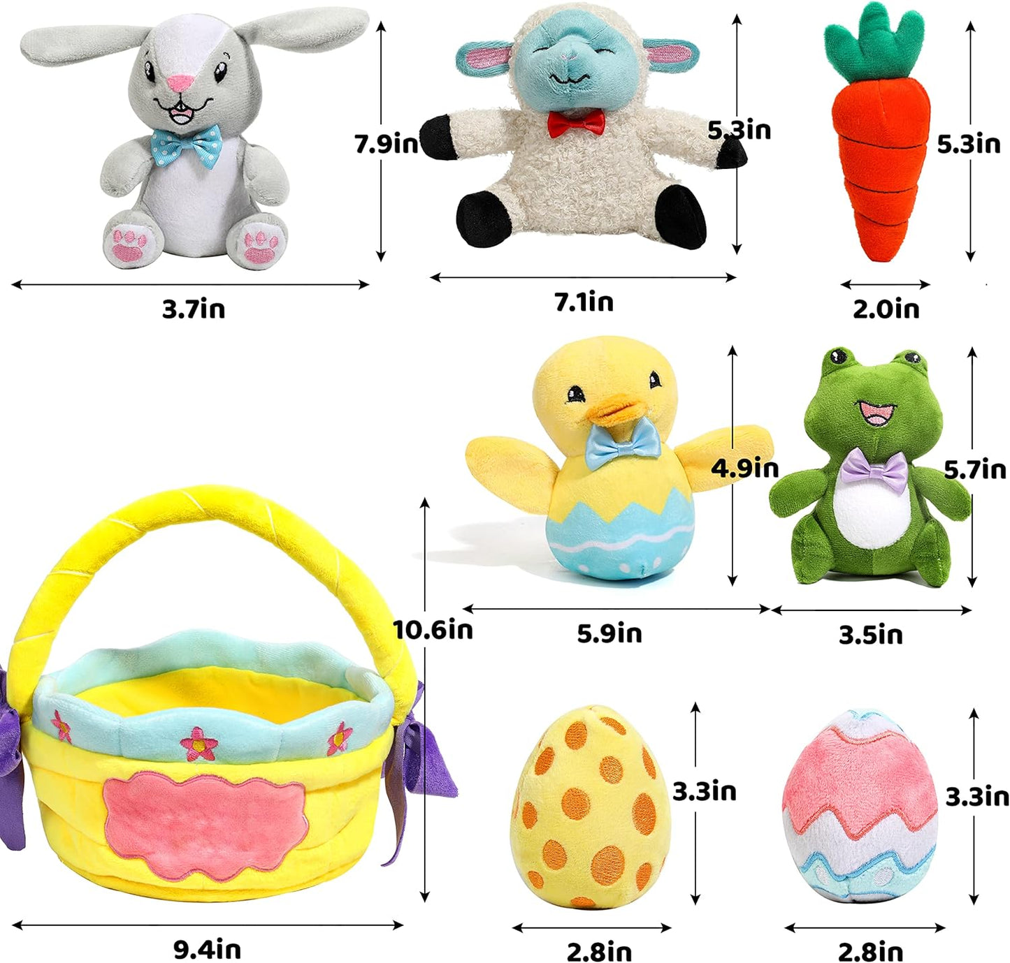SYNCFUN 8 Pcs Easter Basket Plushies for Kids,Easter Basket Stuffers Fillers,Plush Bunnies Stuffed Animals,Easter Toys for Kids Children Birthday Gifts,Party Favors Decor