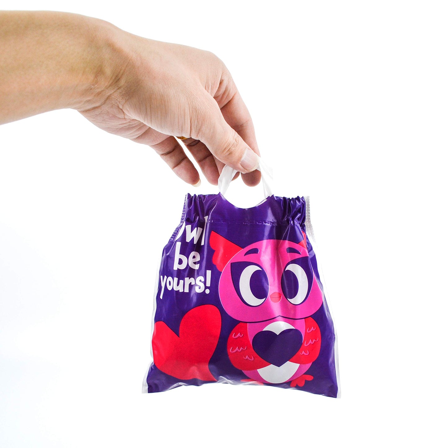70 Pcs Valentine Gift Bags Drawstring Candy Bags Valentine Mini Plastic Goodie Bags for Kids Valentines Day Party Favor Supply