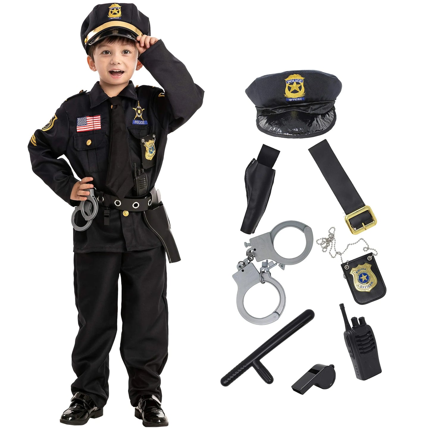 Syncfun Police Costume for Kids, Cop Costume Outfit Set for Halloween Role-playing