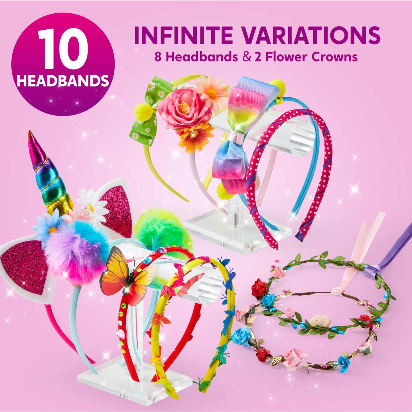SYNCFUN Headband Making Kit for Girls - Make Your Own Fashion Headbands - DIY Hair Accessories Set, DIY Arts and Crafts Gifts for 5 6 7+ Year Old