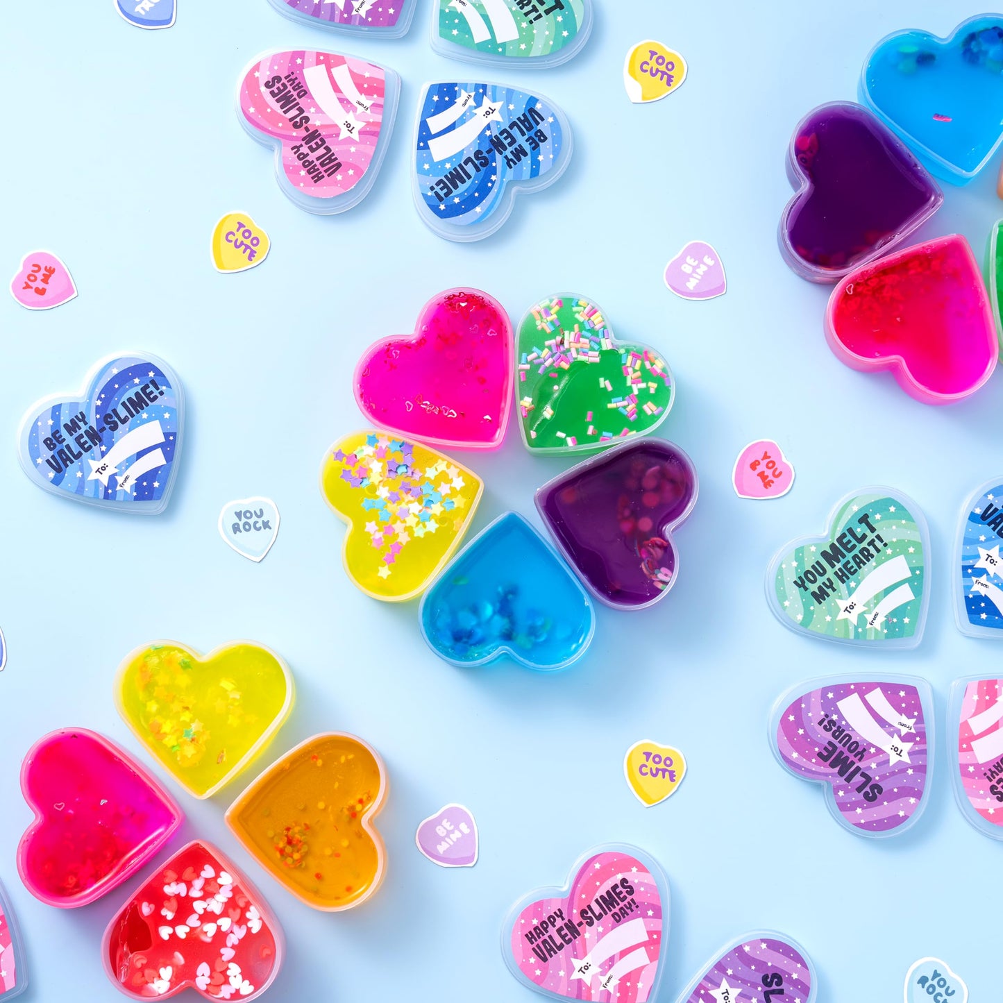 30 Valentines Day Clear Slime Hearts for Kids Valentine Classroom Exchange, Valentine Party Favors, Gift Exchange