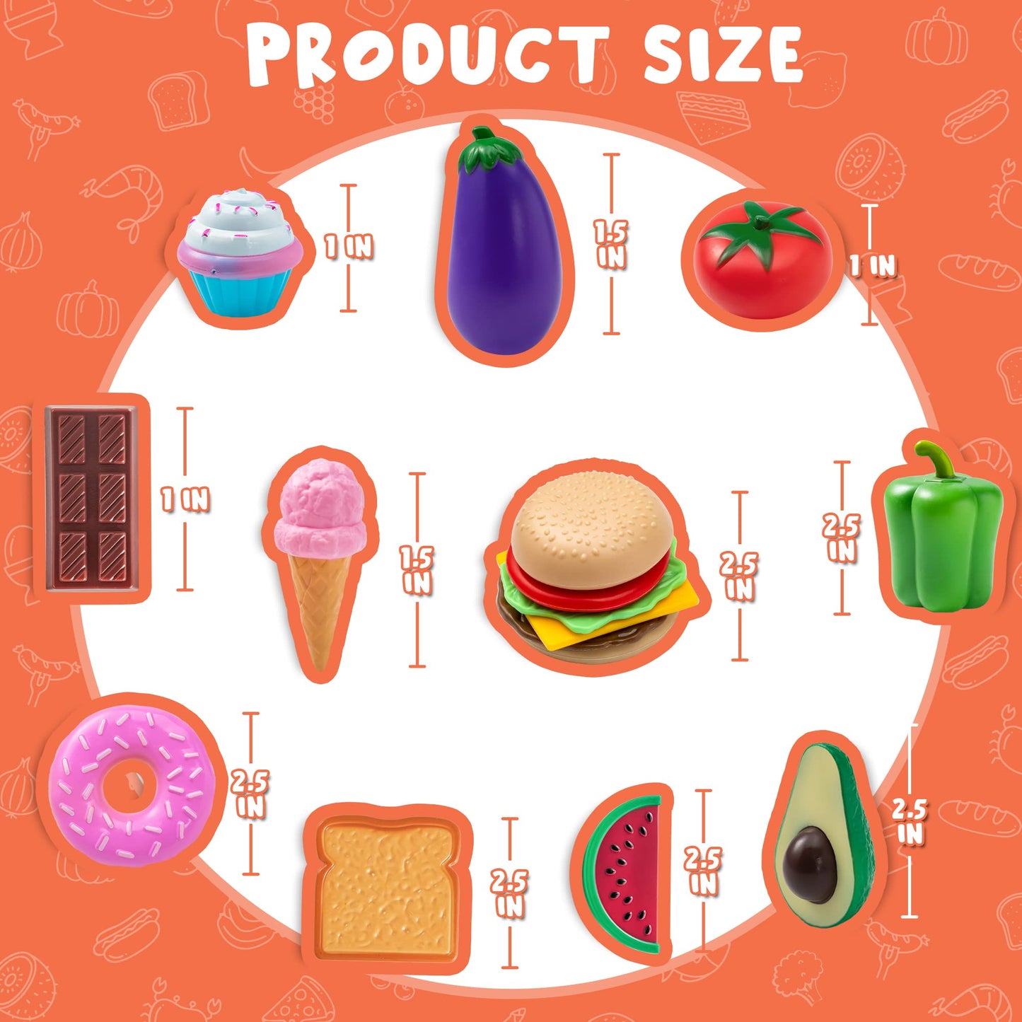 SYNCFUN 68 Pcs Cutting Play Food, Fake Food for Kids Play Kitchen with Storage Basket, Pretend Play Kitchen Toys
