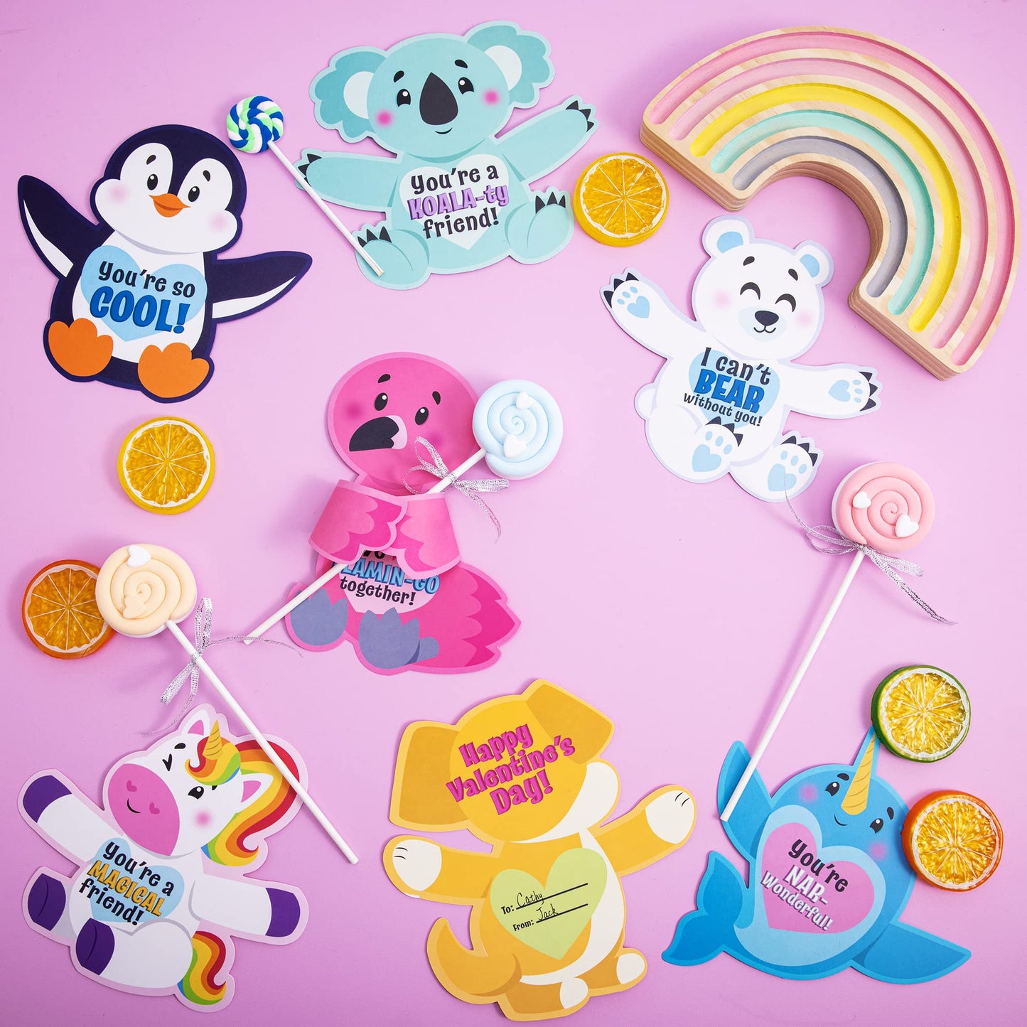 60 Pcs Valentines Day Candy Holder Cards with Animal Designs, Valentine’s Cute Greeting Cards for Kids, Valentine Classroom Exchange Gifts, Party Favors (Zoo Animals)