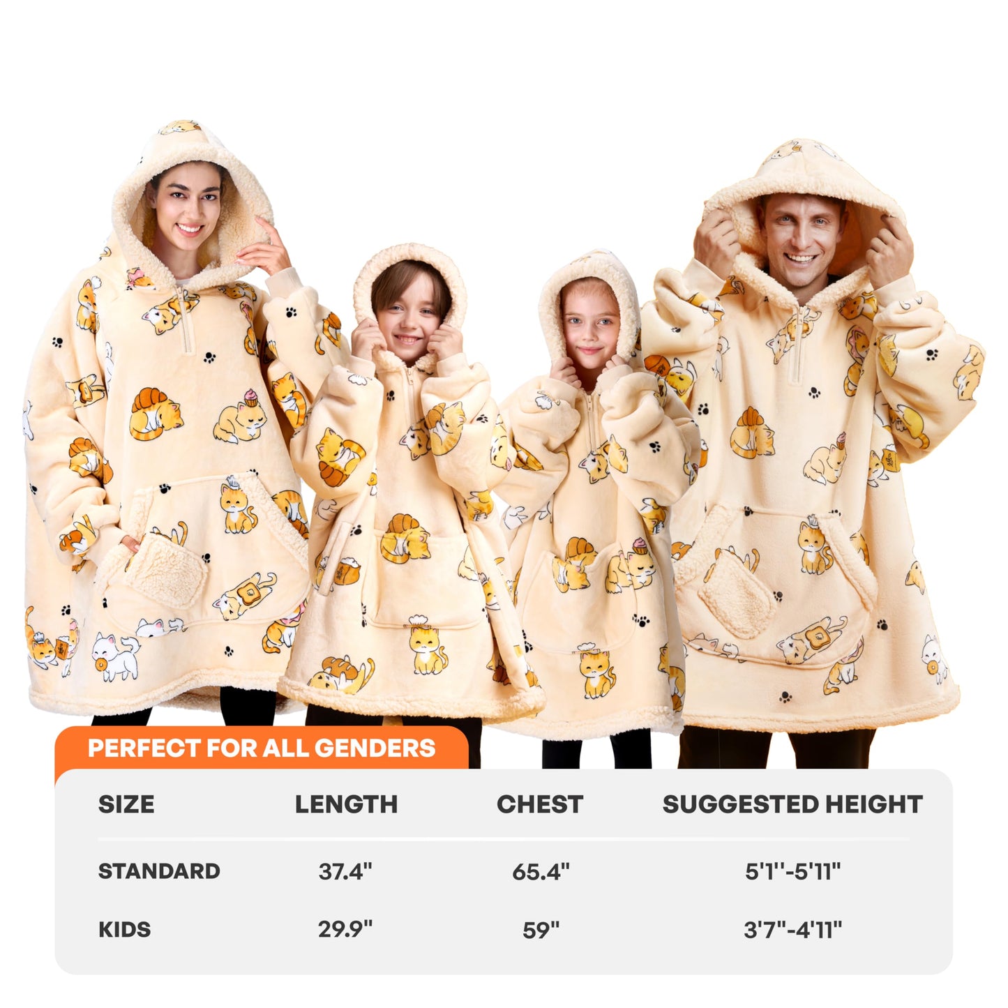 Joyfy Wearable Blanket Hoodie, Long Hooded Blanket Sweatshirt, Oversize Hoodie for Women and Men,Clothing Gift for Women Men Mom Dad,Giant Hood Pocket and Sleeves for Adult