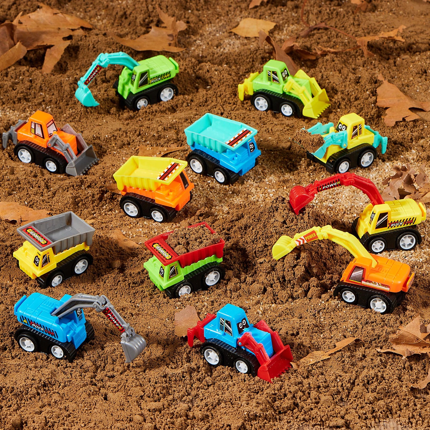 Joyfy 12 Pcs Car Toys, Mini Construction Pull Back Car Set with Excavator, Dump Truck and Bulldozers, Kids Sand Toy Trucks, Party Favor for Toddlers