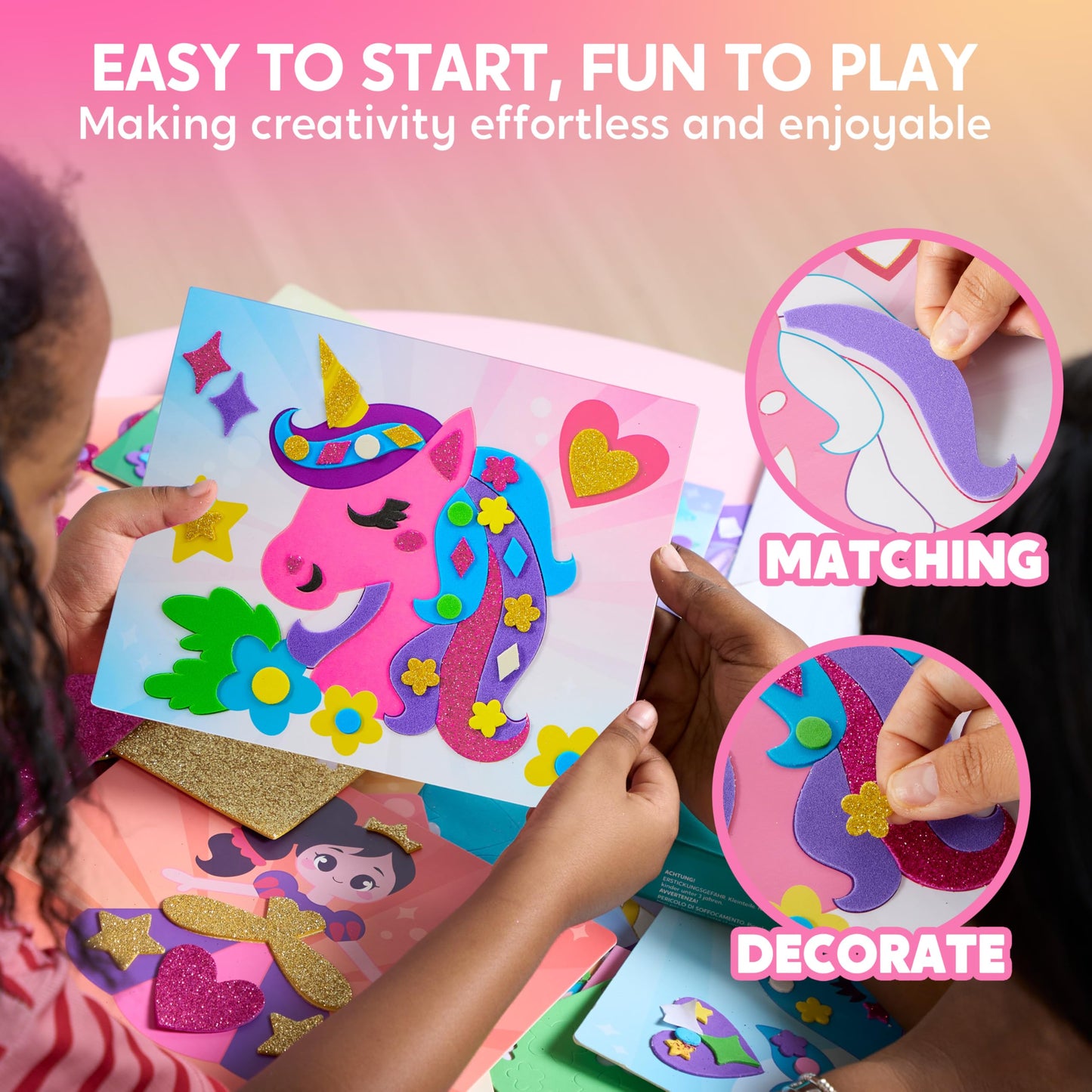 Joyfy Foam Art Kit for Kids, No Mess DIY Art Kit with 6 Boards and 800+ Stickers, Christmas Birthday Gift for Girls Ages 3-6