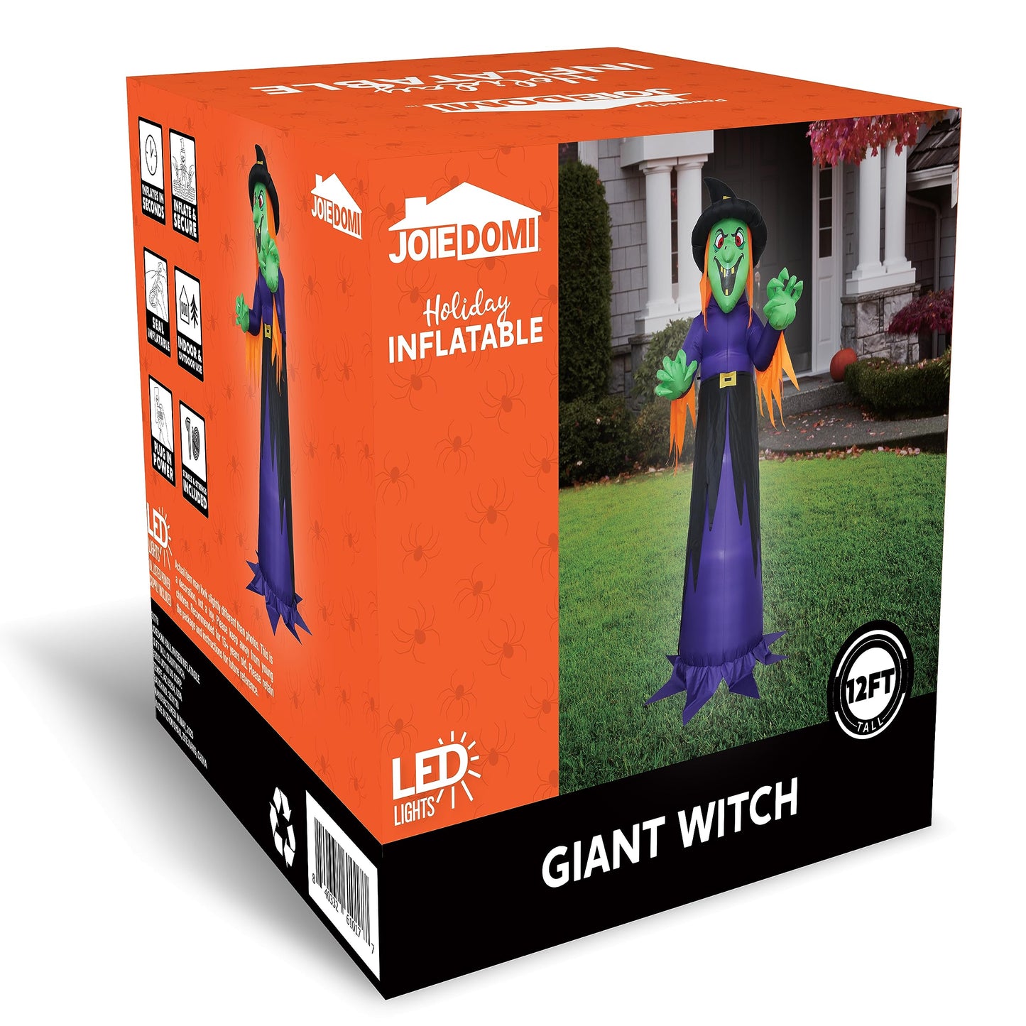 Syncfun 12 FT Halloween Inflatable Giant Witch Decoration with Built-in LEDs,Witch Halloween Decorations Outdoor Blow Up Yard Lawn Decoration