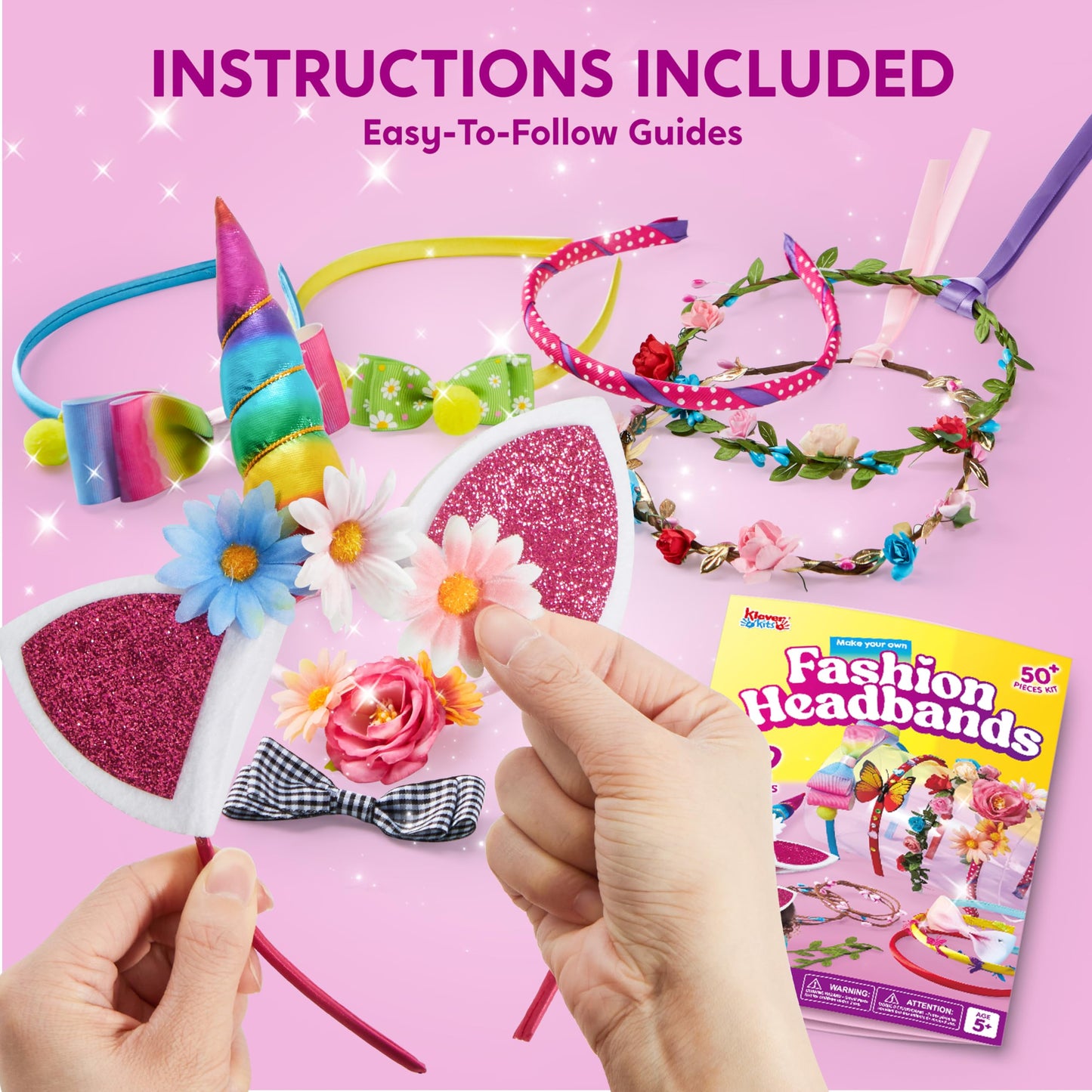 SYNCFUN Headband Making Kit for Girls - Make Your Own Fashion Headbands - DIY Hair Accessories Set, DIY Arts and Crafts Gifts for 5 6 7+ Year Old