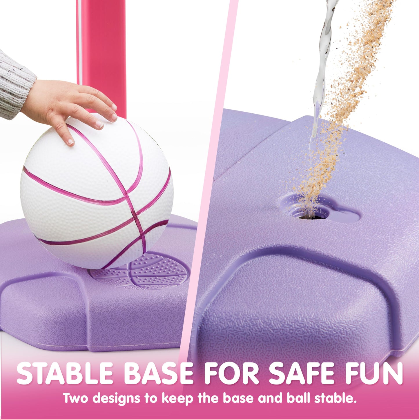 SYNCFUN Pink Basketball Hoop for Kid, Toddler Indoor Basketball Game Set, Adjustable Basketball Goal With 4 Balls for Boys Girls
