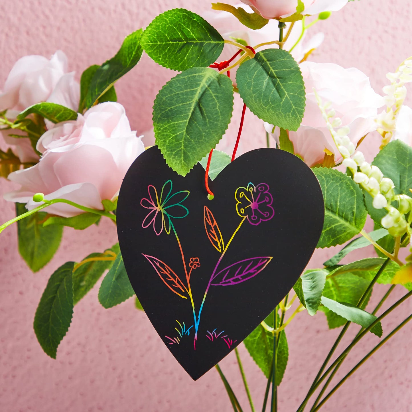 60 Packs Valentines Day Gifts Cards with Scratch Heart for Kids Scratch Paper Magic Color Scratch Heart Rainbow Cards for Valentine Crafts & Art Classroom Exchange, Valentine's Party Favors