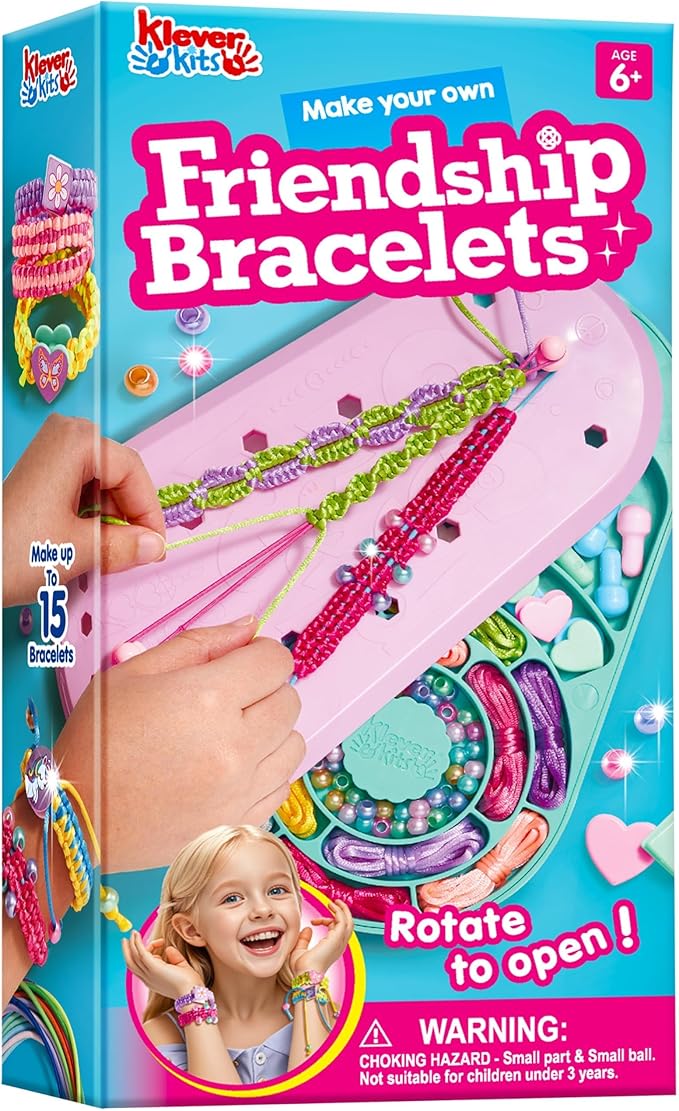 Joyfy Friendship Bracelet Making Kit, Arts and Crafts for Kids Ages 6-12, Birthday Present for Teen Girl, Children's Jewelry Craft Set, Charm Jewelry Making Kit Supplies, 10 Knot Styles