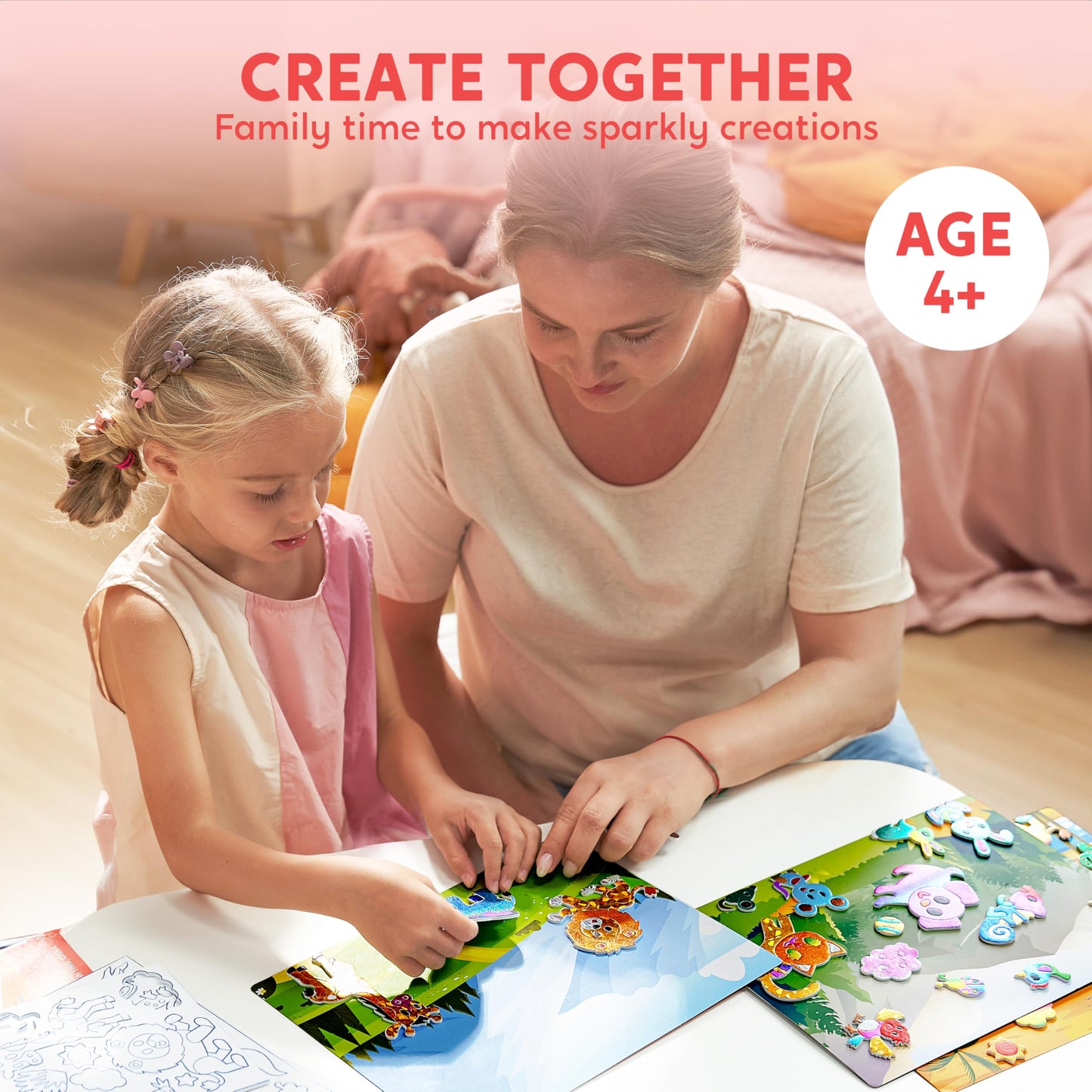 Joyfy Animal Foil Art Kit, Mess Free Arts & Crafts for Kids with 120 Foil Sheets, 140 Foam Stickers, Birthday Gift for Boys and Girls Ages 4 and Up