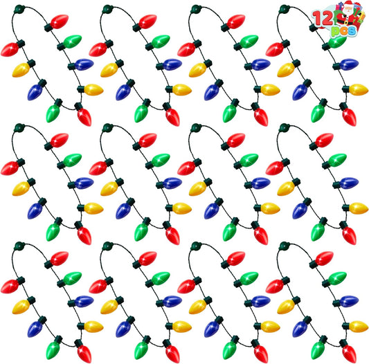 12 Packs Christmas LED Light Up Bulb Necklaces 9 Bulbs LED Necklaces Holiday Necklace Costume Accessories for Christmas Xmas Party Favor Party Supply