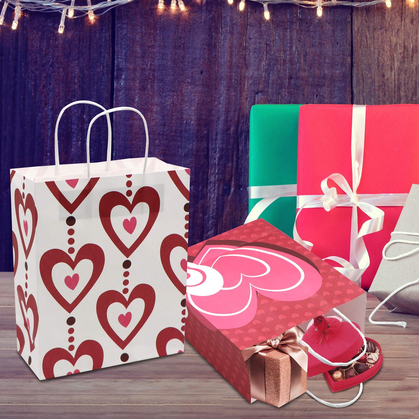 24 Pcs Valentine's Day Paper Gift Bags with Handle, Paper Wrapping Kraft Bags for Funny Gift Giving Novelty Gift Exchange Gift Wrapping Valentines Gift Bags Party Favors