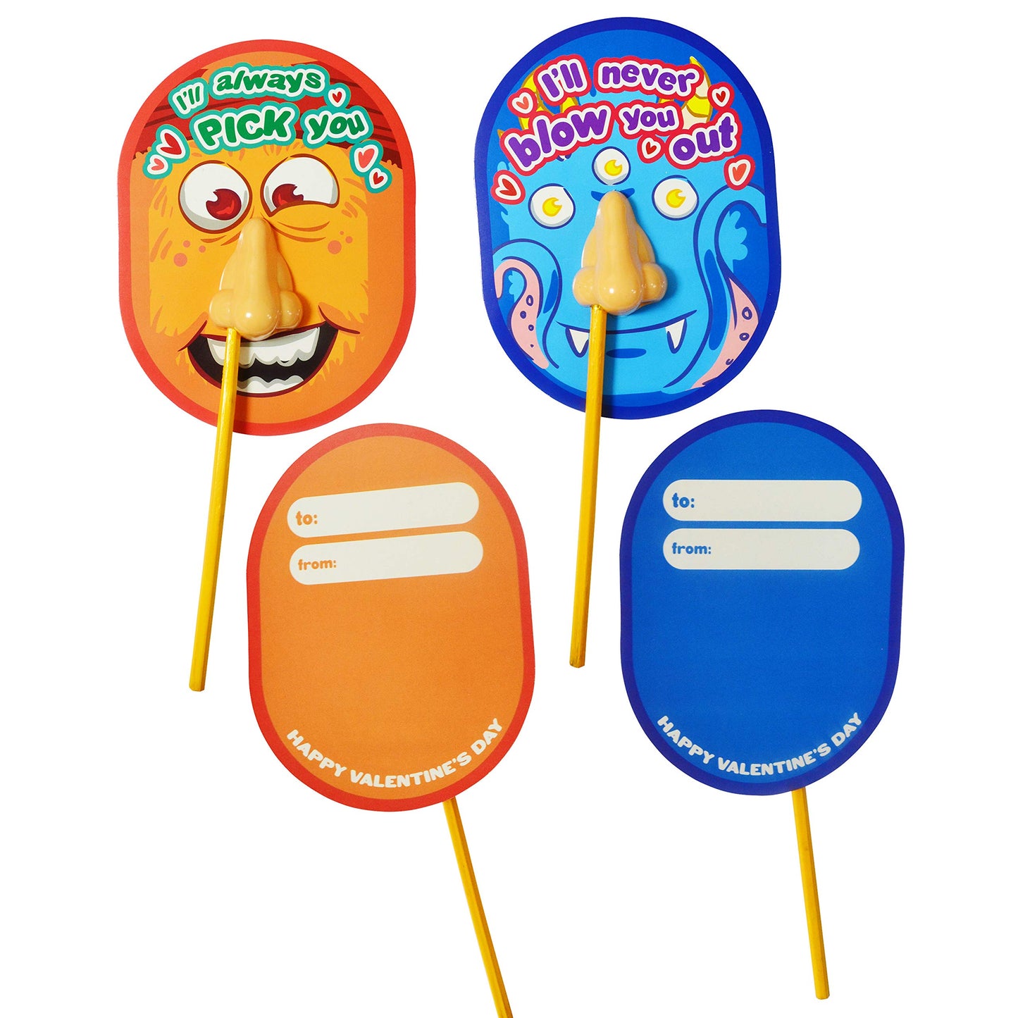 28 pcs I Pick Your Nose Pencil & Pencil Sharpener with Valentines Card for Kids Party Favor, Classroom Exchange Prizes, Valentine’s Greeting Cards