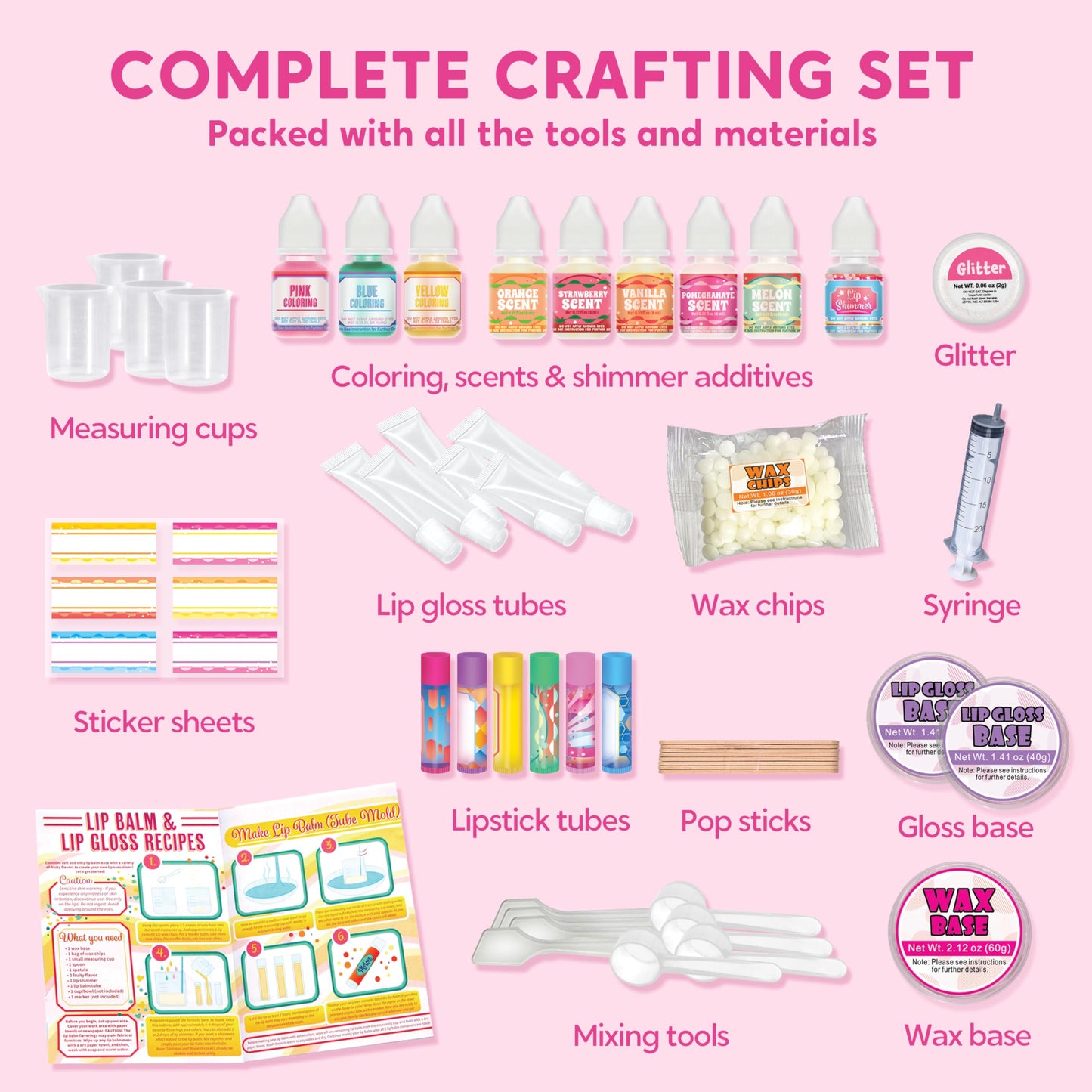 Klever Kits 2-in-1 Lip Balm Making Kit for Kids, Make Your Own Lip Balm, DIY Lip Gloss Set for Kids, Science Kit with Flavoring Scents, DIY Makeup Set, Present for Girls 6 and Up