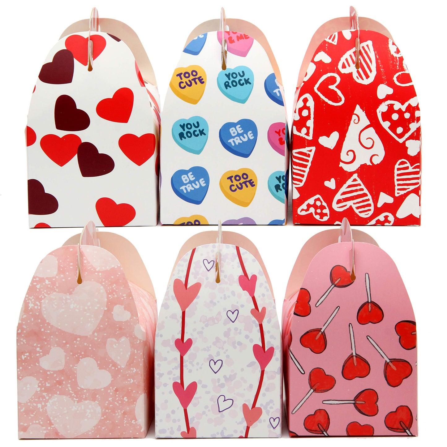 Valentine’s Day Treat Boxes 24 Cardboard Hearts Goody Bag Holder Classroom Crafts Supplies Party Favors