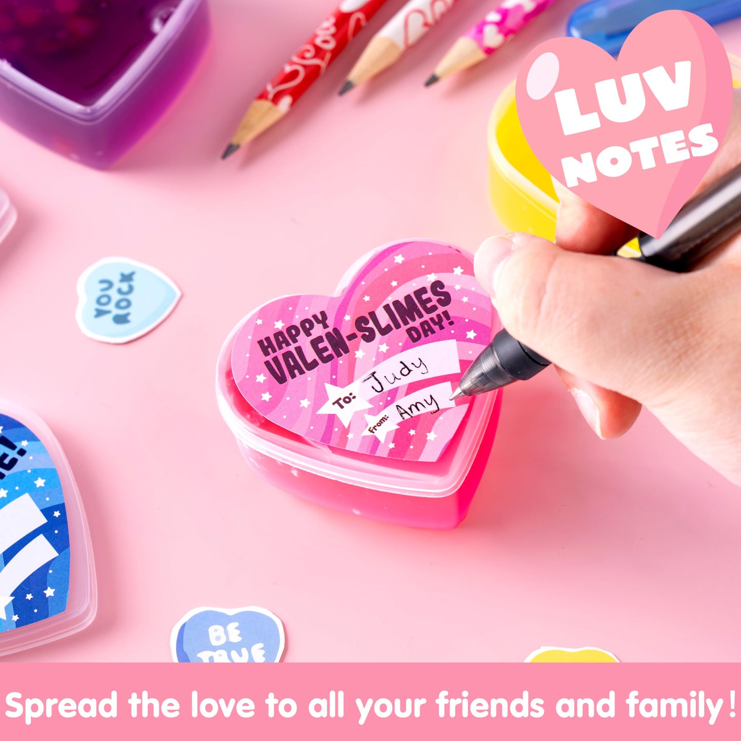 30 Valentines Day Clear Slime Hearts for Kids Valentine Classroom Exchange, Valentine Party Favors, Gift Exchange