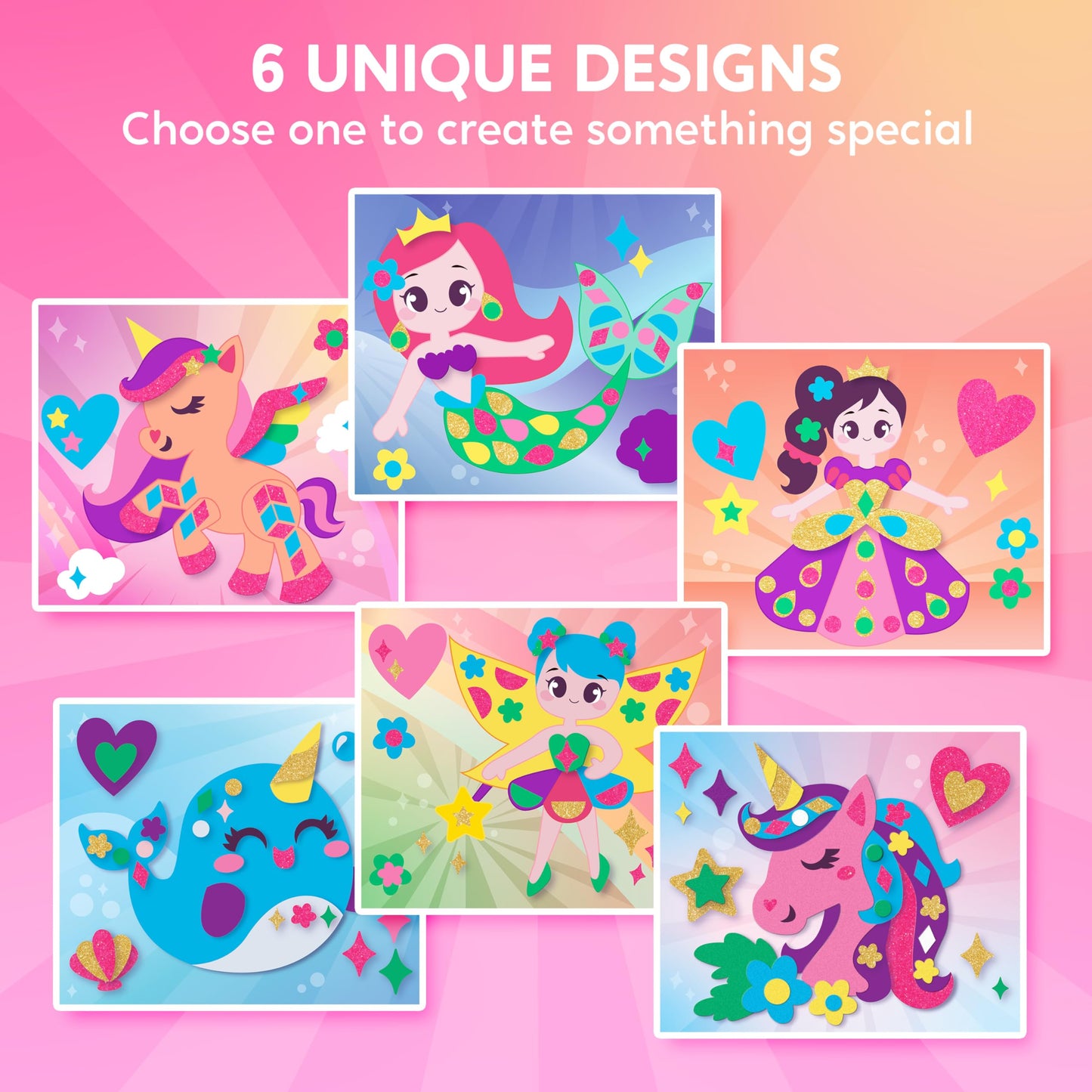 Joyfy Foam Art Kit for Kids, No Mess DIY Art Kit with 6 Boards and 800+ Stickers, Christmas Birthday Gift for Girls Ages 3-6