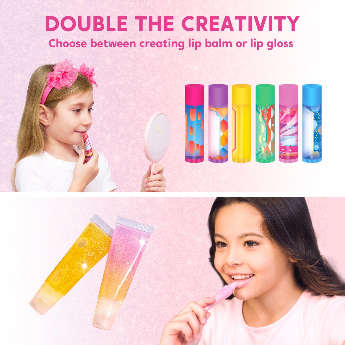 Klever Kits 2-in-1 Lip Balm Making Kit for Kids, Make Your Own Lip Balm, DIY Lip Gloss Set for Kids, Science Kit with Flavoring Scents, DIY Makeup Set, Present for Girls 6 and Up